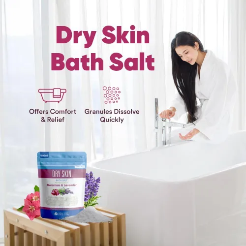 Miniatura 5 de Sal de baño para piel seca, 32 onzas, sal de Epsom con aceites esenciales de geranio natural, lavanda, ylang ylang y limón, además de vitamina C