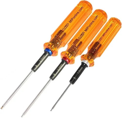 MIP 9602 Juego de destornilladores hexagonales RC de 3 piezas (1.5mm, 2.0mm, 2.5mm) – Llaves Allen hexagonales de precisión para coches RC, drones,