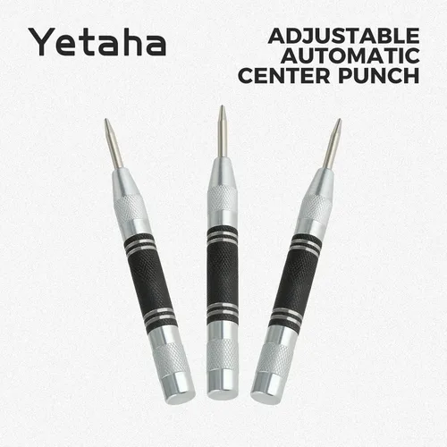 Miniatura 6 de Yetaha - Paquete de 3 perforadores centrales automáticos, de acero resistente de 5 pulgadas, con resorte central con herramienta de perforación