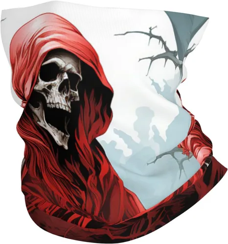 CASGTNZ grim reaper angel Death Dark Blood red Neck Gaiter Face Cover Balaclava Gaiter Mask for Men Women Bandana for Motorcycle Cycling Riding