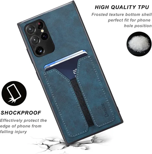 Miniatura 5 de Kowauri Funda para Samsung Galaxy S22 Ultra, Funda de piel sintética con ranura para tarjeta de crédito Funda protectora ultra delgada para Samsung