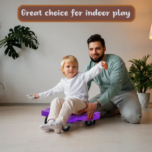Miniatura 6 de 2 tablas de patín de plástico con asas para niños sentados y entrenamiento deportivo, con 1 anillo, 2 cuerdas y 4 pufs, juego de interior y exterior