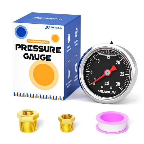 Miniatura 8 de MEANLIN MEASURE 2 unidades de acero inoxidable 015Psi relleno de líquido, medidor de presión relleno de glicerina de 1.5 pulgadas, aire de aceite