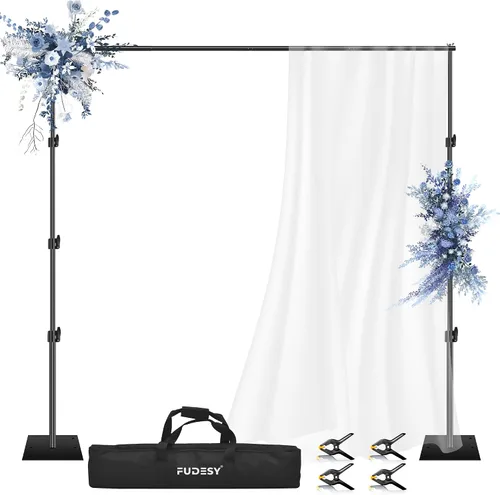 FUDESY Soporte de fondo resistente, 10 x 10 pies ajustable para fondo de fotos, kit de sistema de soporte con base de acero, kit de soporte de fondo
