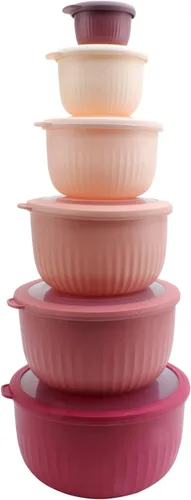Miniatura 44 de COOK WITH COLOR - Juego de tazones de preparación profundos con tapas, para mezclar, de plástico, pequeños y apilables (color negro degradado)