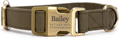 Miniatura 22 de Collar de perro personalizado con nombre y número de teléfono grabado, collar ajustable personalizado para cachorros, collar de algodón orgánico