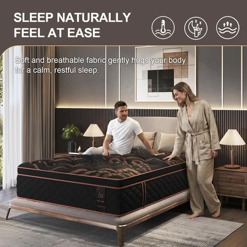 Miniatura 2 de Hybrid Mattress, Medium Firm Gel Memory Foam & Pocket Springs - Motion Isolation & Pressure Relief for Back & Side Sleepers, CertiPUR-US Certified
