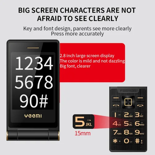 Miniatura 6 de Yoidesu Teléfonos abatibles desbloqueados para personas mayores, 2G para usar teléfono celular Flip Senior, Dual SIM Pocket Senior Phone con doble