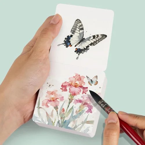 Miniatura 3 de Lightwish 60 hojas de mini cuaderno de bocetos de acuarela de 2.6 x 2.6 pulgadas, prensa caliente de 300 gsm/140 libras, cuaderno de pintura