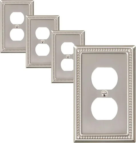 Miniatura 104 de Paquete de 4 placas de cubierta para interruptor de luz de palanca individual, cubiertas decorativas de perlas, placa de pared de metal almendra