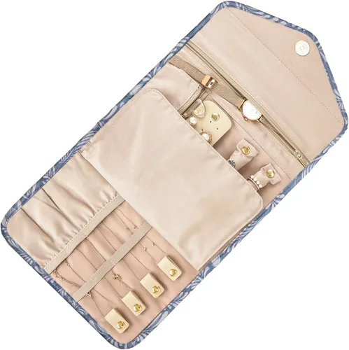 Miniatura 5 de Bagsmart - Organizador de joyas plegable de viaje para anillos, collares, pulseras, aretes, Blanco (White Leaf), S