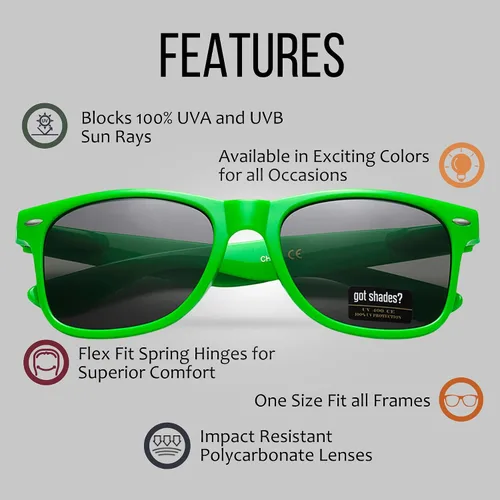 Miniatura 3 de Gafas de sol 100% UV retro unisex a granel a granel de los 80 para adultos - paquete de 10 - con bisagras flexibles