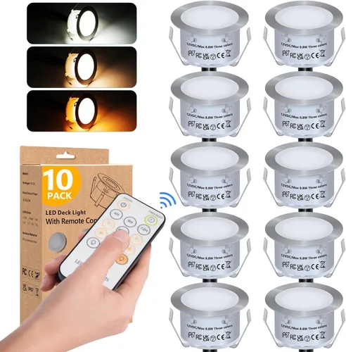 Miniatura 7 de HIBOITEC Kit de luces LED empotrables para terraza, 1 paquete, iluminación de paisaje de bajo voltaje de 12 V, IP67, impermeable, luces de escalera