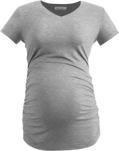Miniatura 5 de Smallshow Ropa de maternidad con cuello en V para mujer, camiseta de embarazo fruncida lateral