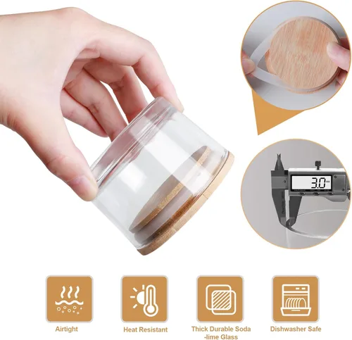 Miniatura 4 de Tarros de vela de vidrio de 4 onzas, paquete de 12 tarros pequeños para hacer velas, tarros vacíos de vidrio grueso de boca ancha con tapas de bambú