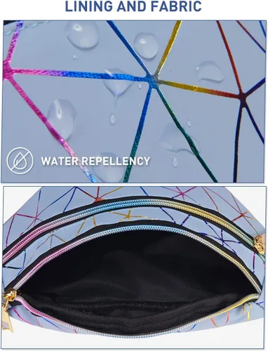 Miniatura 2 de Livacasa - Cangurera holográfica linda, brillante e impermeable para mujer, cangurera para viajes, fiestas, festivales, correr y senderismo, Azul