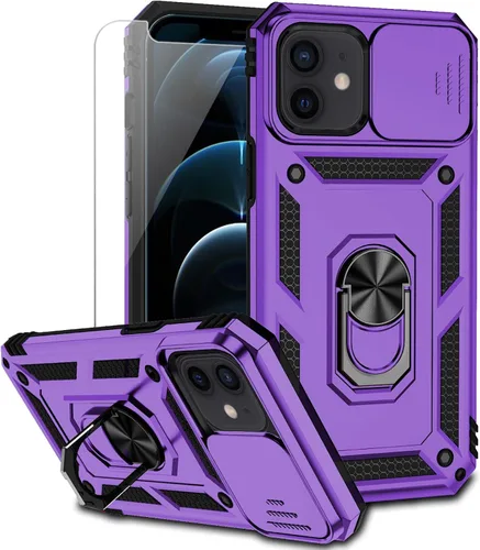 Miniatura 13 de Funda para iPhone 12 / iPhone 12 Pro con cubierta para lente de cámara, protector de pantalla HD, protección contra caídas de grado militar, soporte