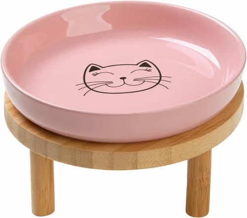 Miniatura 14 de Lusifaco - Cuencos poco profundos para comida de gato, tazón de cerámica de 5.9 pulgadas de ancho para gatos de interior, juego de platos para gatos