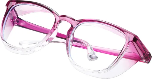 Miniatura 27 de Gafas de seguridad para enfermeras, gafas protectoras – Antivaho marco cuadrado elegante gafas transparentes para mujeres y hombres C16-negro Gery