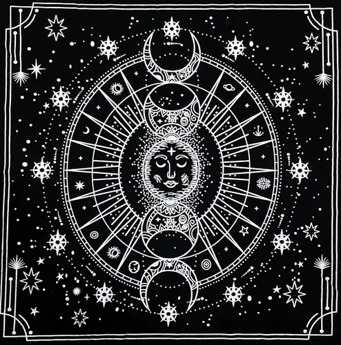 Miniatura 8 de Indian Consigners Paño de Altar de Fases Lunares Tarot Celestial Cubo Cuadrado Colgante de Pared Mantel para Lugares Sagrados Decoración del Hogar