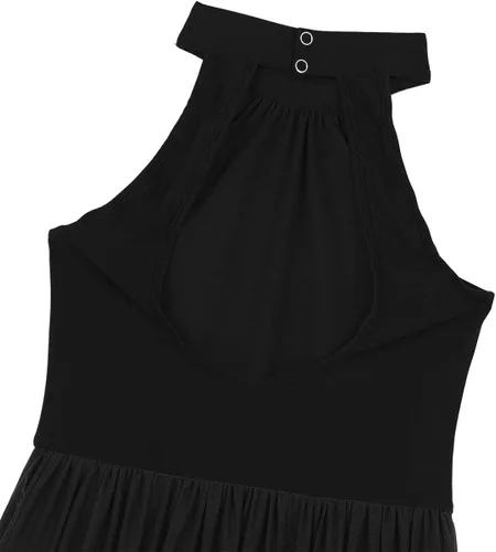 Miniatura 5 de FEESHOW Vestido de baile lírico con cuello alto falso para niñas, falda de malla transparente, trajes modernos de baile