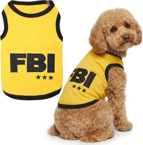 Miniatura 7 de Camiseta para Perro Parisian Pet - Camiseta Bordada FBI - 100% Algodón, Ropa Transpirable para Perros - Chaleco para Mascotas Sin Mangas - Camisas