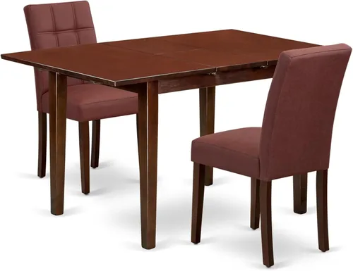 Miniatura 27 de East West Furniture NFAS3-BLK-09 - Juego de mesa de cocina de 3 piezas, incluye una mesa de madera y 2 sillas acolchadas de tela de poliéster azul