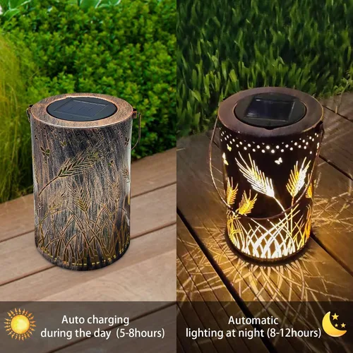 Miniatura 4 de Faroles solares impermeables para exteriores, luces solares de libélula de metal, luces solares decorativas de mesa, farol colgante solar, luces