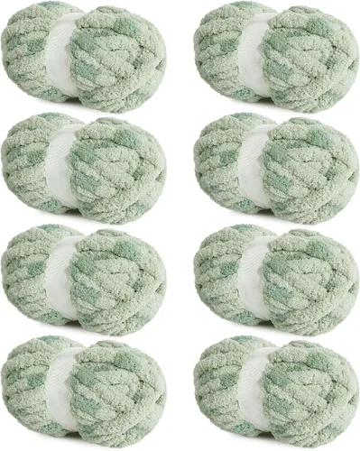 Miniatura 12 de HOMBYS Hilo de Chenille Grueso para Tejer a Mano, Hilo Grueso de Felpa Esponjosa para Tejer con los Brazos, Hilo Gigante Súper Voluminoso, Hilo