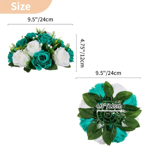Miniatura 49 de NUPTIO Centros de mesa de flores para mesas de boda: arreglo de bolas de flores artificiales rosa y blanco para bodas, fiestas, 2 piezas de rosas