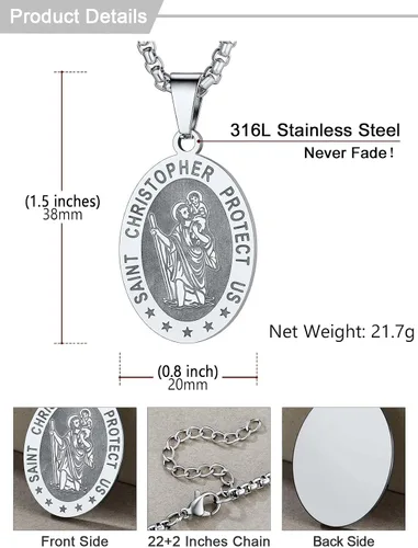 Miniatura 87 de U7 Saint Benedict/Michael Medal Necklace, 316L Stainless Steel Virgin Mary Necklace for Men Women, Bible Verse Protection Necklace Catholic