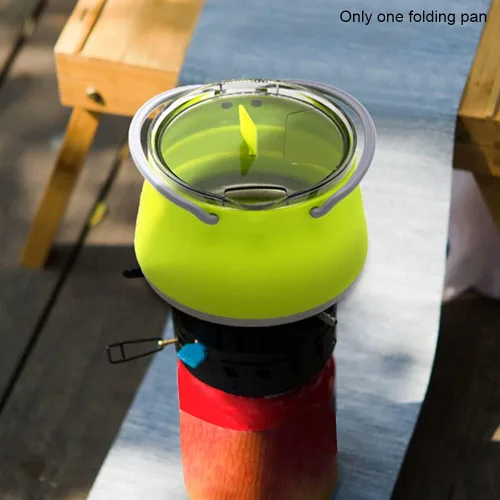 Miniatura 8 de Cacerola plegable, utensilios de cocina para campamento, senderismo, silicona plegable, hervidor de agua con tapa, utensilios de cocina, viaje, Azul