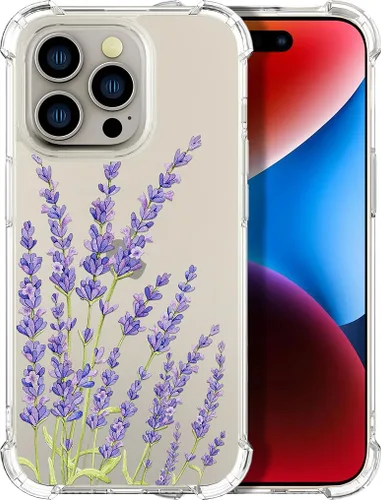 Miniatura 30 de Compatible con iPhone 14, funda transparente y bonita para mujeres y niñas, diseño floral, diseño floral femenino, funda para teléfono 14