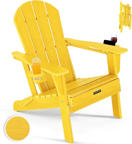 Miniatura 31 de Sillas Adirondack plegables – Silla Adirondack de plástico con soporte para tazas, sillas para exteriores resistentes a la intemperie