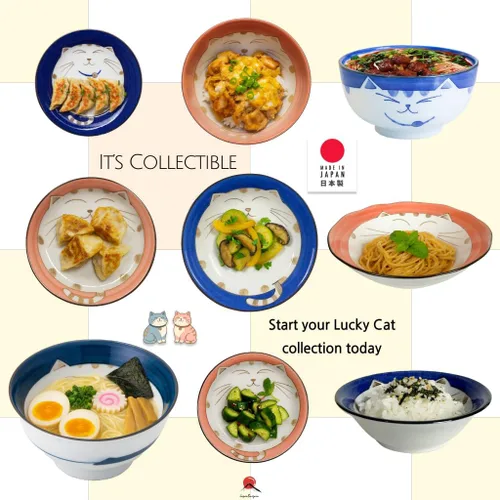 Miniatura 7 de JapanBargain 2566 - Juego de 2 platos de salsa japonesa de porcelana para aperitivo, postre y pastel con patrón de gato sonriente de la suerte