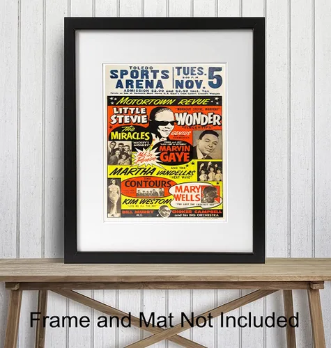 Miniatura 3 de Motown Black Music - Arte de pared afroamericano - Arte negro - Cultura afroamericana - Historia - Stevie Wonder, carteles de concierto de Marvin