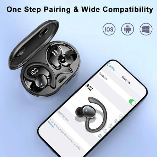 Miniatura 4 de Auriculares inalámbricos, Bluetooth 5.4 deportivos, sonido de graves profundos de 50 horas con 4 micrófonos ENC con cancelación de ruido, pantalla