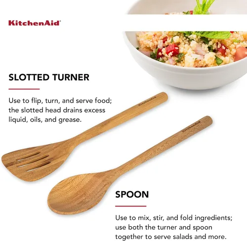 Miniatura 5 de KitchenAid Juego de espátula y cuchara de bambú, 2 piezas
