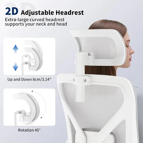 Miniatura 3 de Silla de Oficina, Silla de Escritorio Ergonómica con Soporte Lumbar Ajustable, Silla de Oficina Gris de 400 Libras Silla de Computadora de Malla