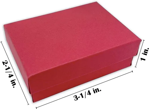 Miniatura 47 de TheDisplayGuys - Paquete de 25 cajas de cartón rellenas de algodón #33 para joyas, color rojo mate (3.5 x 3.5 x 1.0 pulgadas), para envío