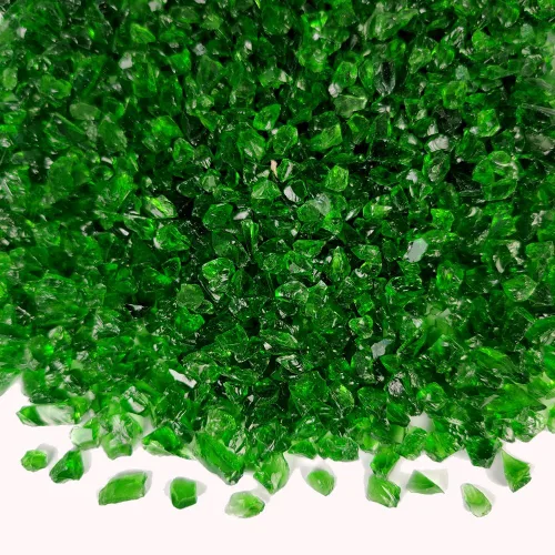 HappyFiller 1.3 LB de arena de vidrio triturado verde oscuro, piezas de vidrio roto, piedras de terrario trituradas para arte de resina,