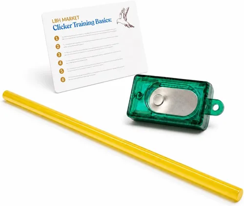 Miniatura 10 de LBH MARKET Kit de entrenamiento de clicker de aves con palo de objetivo, palo de entrenamiento de aves acrílico de 9 pulgadas y caja de clicker