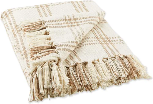 Miniatura 9 de DII Modern Farmhouse Plaid Collection - Manta de algodón con flecos, 50 x 60 pulgadas, color blanco/verde antiguo