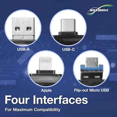 Miniatura 4 de BoxWave Gadget inteligente compatible con Samsung Galaxy S23 Ultra - AllReader Lector de tarjetas SD, lector de tarjetas microSD Compact USB - Negro