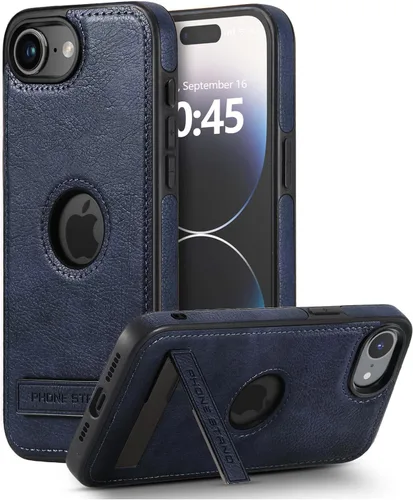 Miniatura 18 de Funda de cuero para iPhone 13 Pro, funda protectora delgada con función atril a prueba de golpes, soporte invisible integrado compatible con iPhone