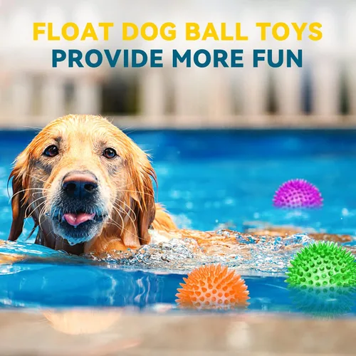 Miniatura 8 de SHARLOVY Pelota de juguetes para perros grandes de 3.5", paquete de 6 juguetes chirriantes, duraderos para masticadores agresivos, pelota con púas
