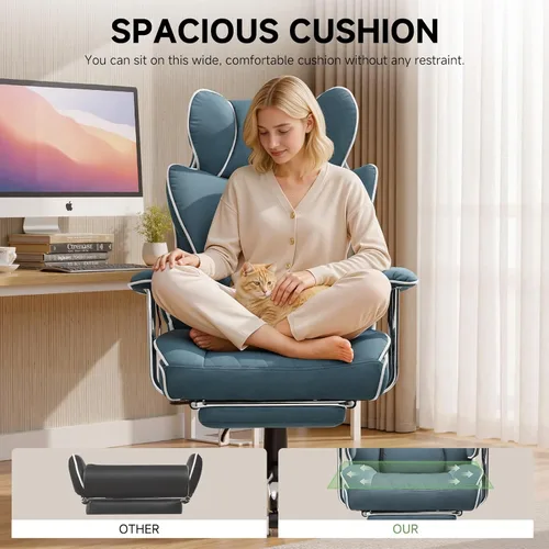 Miniatura 7 de COMHOMA Silla de juegos grande y alta con soporte lumbar de resorte de bolsillo, silla de oficina ergonómica con reposapiés, silla de escritorio Azul