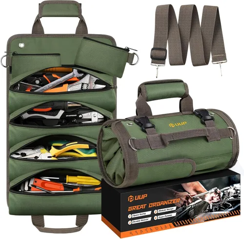 Miniatura 9 de Bolsa de Herramientas Enrollable, UUP Organizador de Almacenamiento de Herramientas Vacío Enrollado de Servicio Pesado, Contenedor de Herramientas