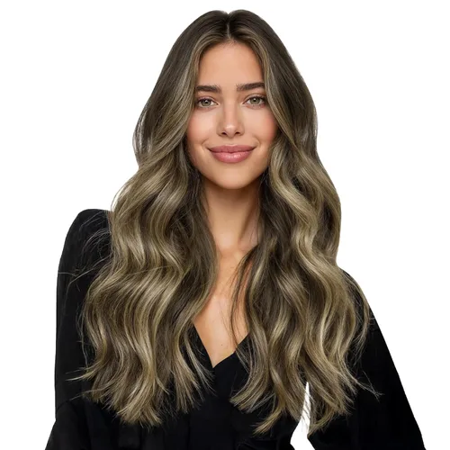 Miniatura 75 de WENNALIFE Extensiones de cabello humano real, 20 pulgadas, 3.53 onzas, color marrón chocolate, trama, cabello Remy atado a mano, extensiones