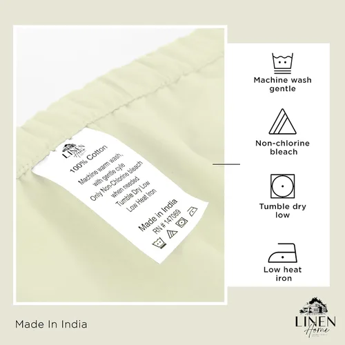 Miniatura 4 de Sábanas de 100% algodón percal, tamaño King, 1 sábana encimera, ropa de cama fresca, resistente y transpirable, crema